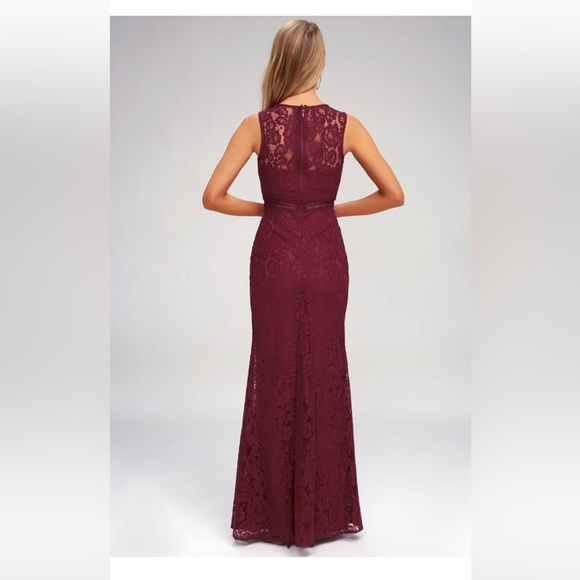 Lulus Music of the Heart, Burgundy lace maxi dress - Picture 5 of 5
